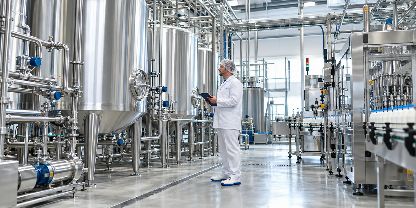 Hygienic food and beverage processing line